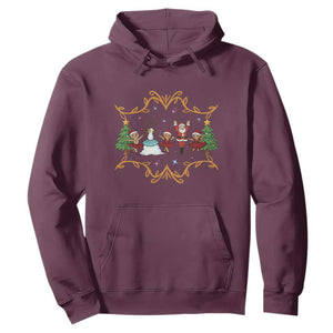 Ballet Lover Christmas Hoodie Funny Gingerbread Santa Snowman Dance TS12 Maroon Print Your Wear