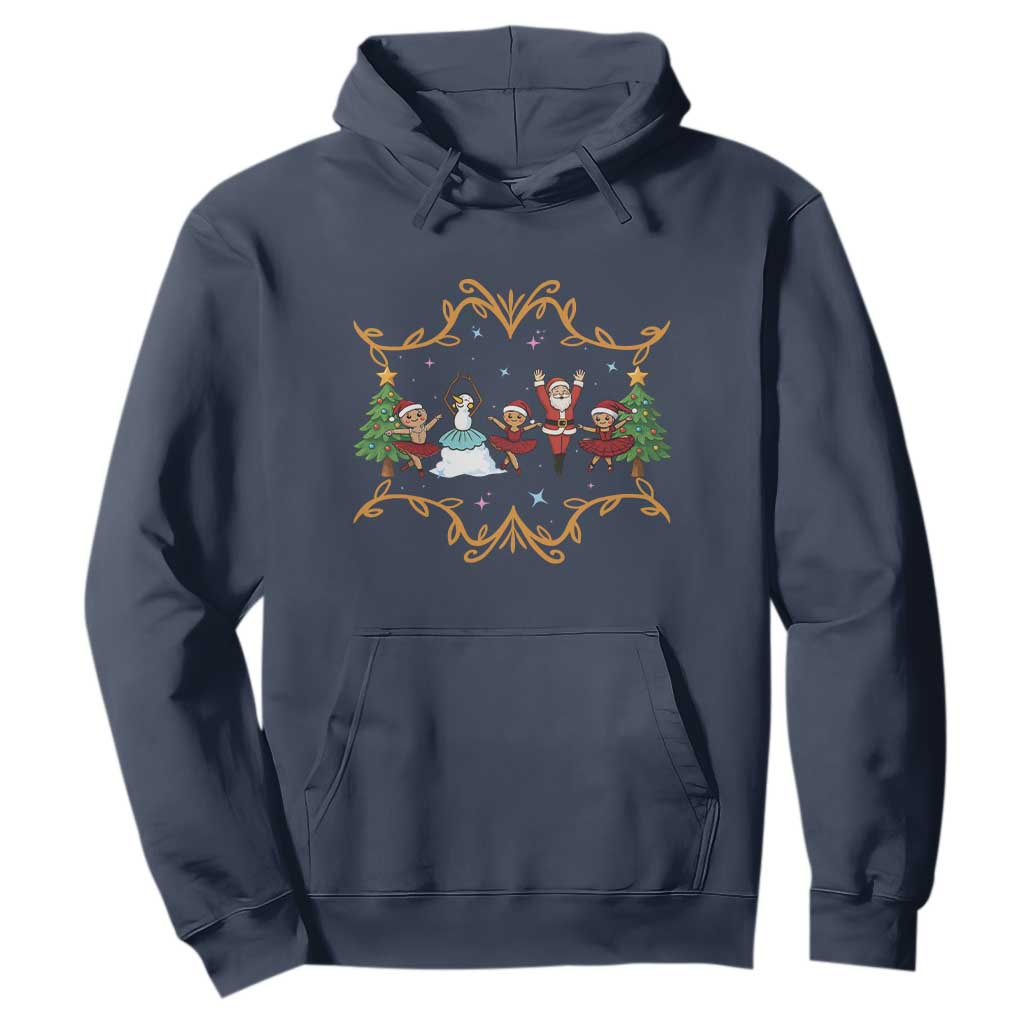 Ballet Lover Christmas Hoodie Funny Gingerbread Santa Snowman Dance TS12 Navy Print Your Wear