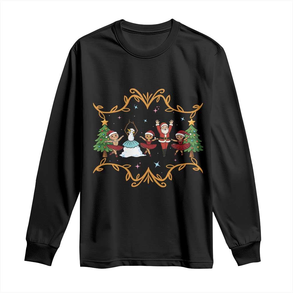 Ballet Lover Christmas Long Sleeve Shirt Funny Gingerbread Santa Snowman Dance TS12 Black Print Your Wear