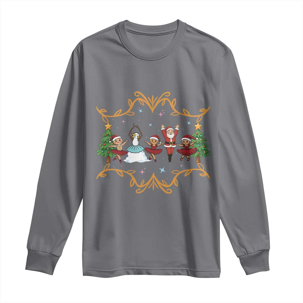 Ballet Lover Christmas Long Sleeve Shirt Funny Gingerbread Santa Snowman Dance TS12 Charcoal Print Your Wear