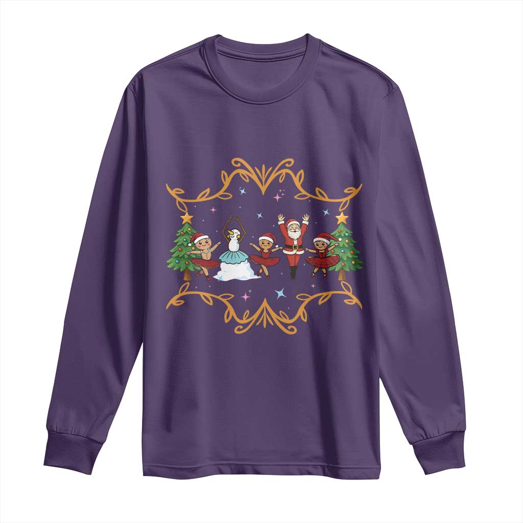 Ballet Lover Christmas Long Sleeve Shirt Funny Gingerbread Santa Snowman Dance TS12 Purple Print Your Wear