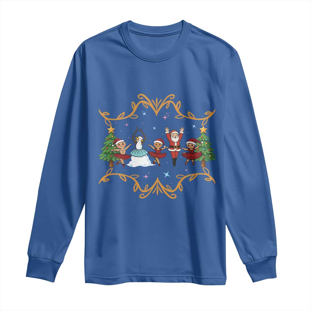 Ballet Lover Christmas Long Sleeve Shirt Funny Gingerbread Santa Snowman Dance TS12 Royal Blue Print Your Wear