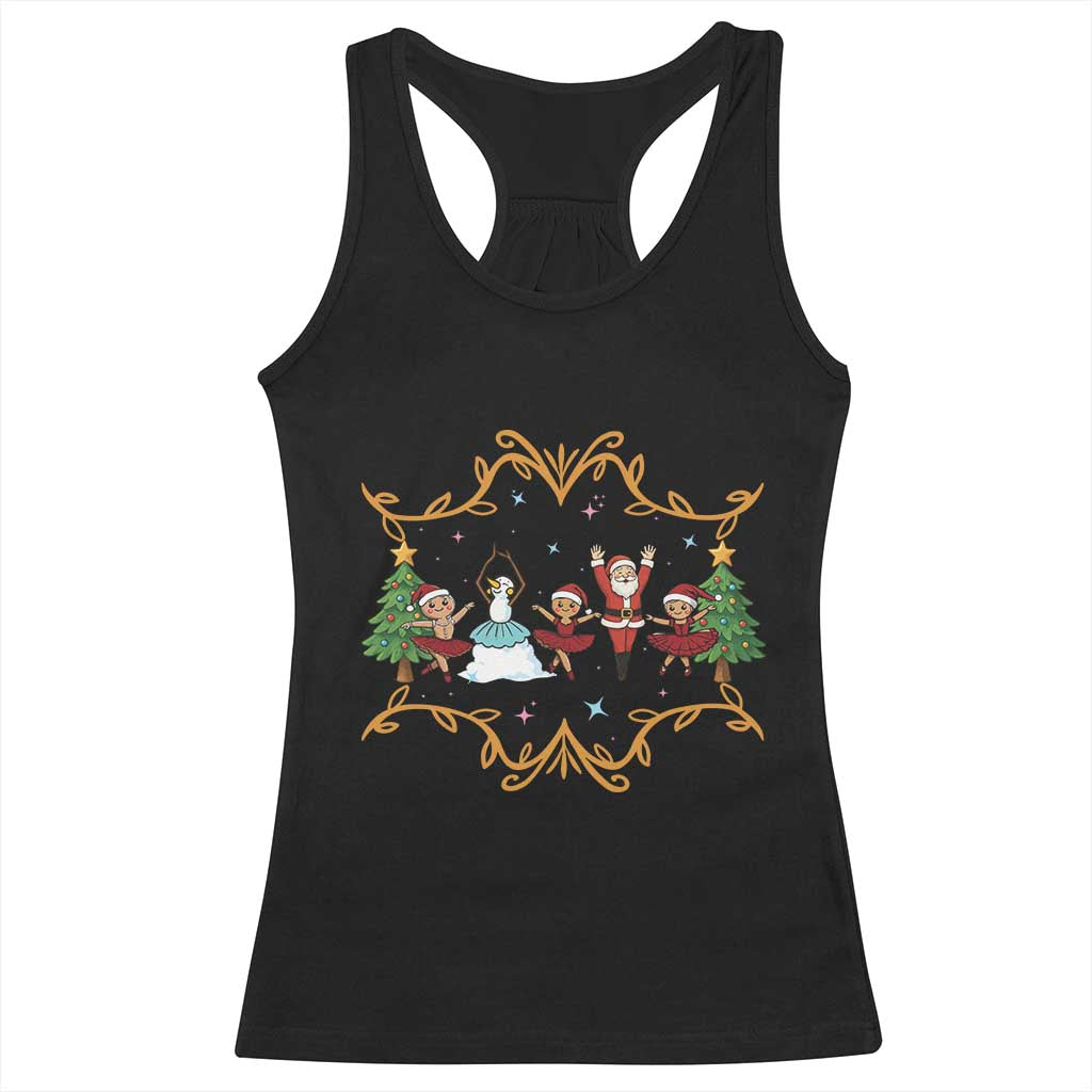 Ballet Lover Christmas Racerback Tank Top Funny Gingerbread Santa Snowman Dance TS12 Black Print Your Wear