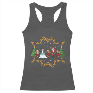 Ballet Lover Christmas Racerback Tank Top Funny Gingerbread Santa Snowman Dance TS12 Dark Heather Print Your Wear