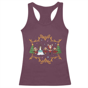 Ballet Lover Christmas Racerback Tank Top Funny Gingerbread Santa Snowman Dance TS12 Maroon Print Your Wear