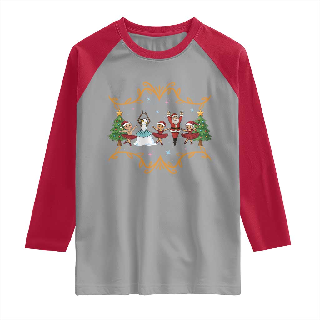 Ballet Lover Christmas Raglan Shirt Funny Gingerbread Santa Snowman Dance TS12 Sport Gray Red Print Your Wear