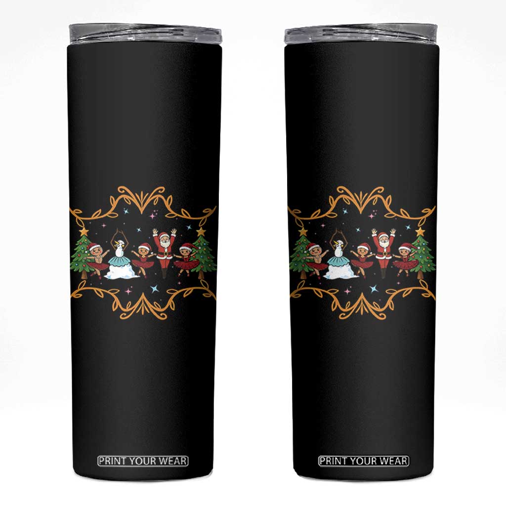 Ballet Lover Christmas Skinny Tumbler Funny Gingerbread Santa Snowman Dance TS12 Black Print Your Wear