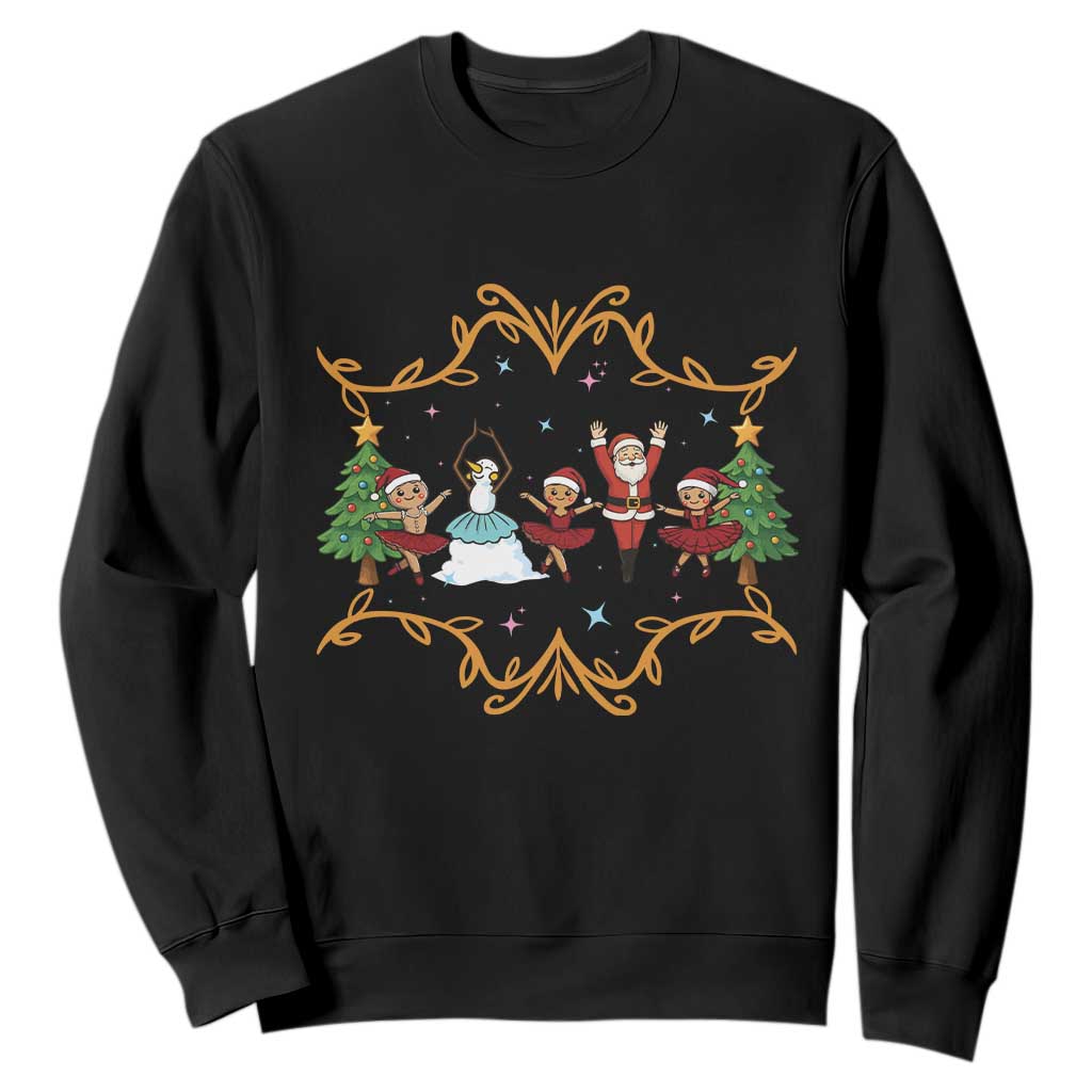 Ballet Lover Christmas Sweatshirt Funny Gingerbread Santa Snowman Dance TS12 Black Print Your Wear