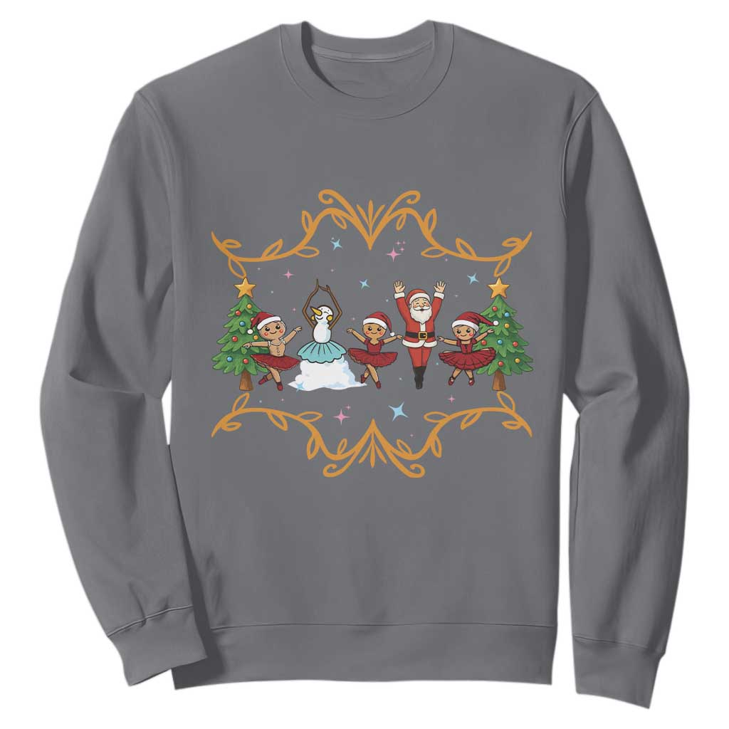 Ballet Lover Christmas Sweatshirt Funny Gingerbread Santa Snowman Dance TS12 Charcoal Print Your Wear