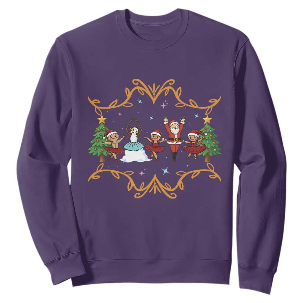 Ballet Lover Christmas Sweatshirt Funny Gingerbread Santa Snowman Dance TS12 Purple Print Your Wear