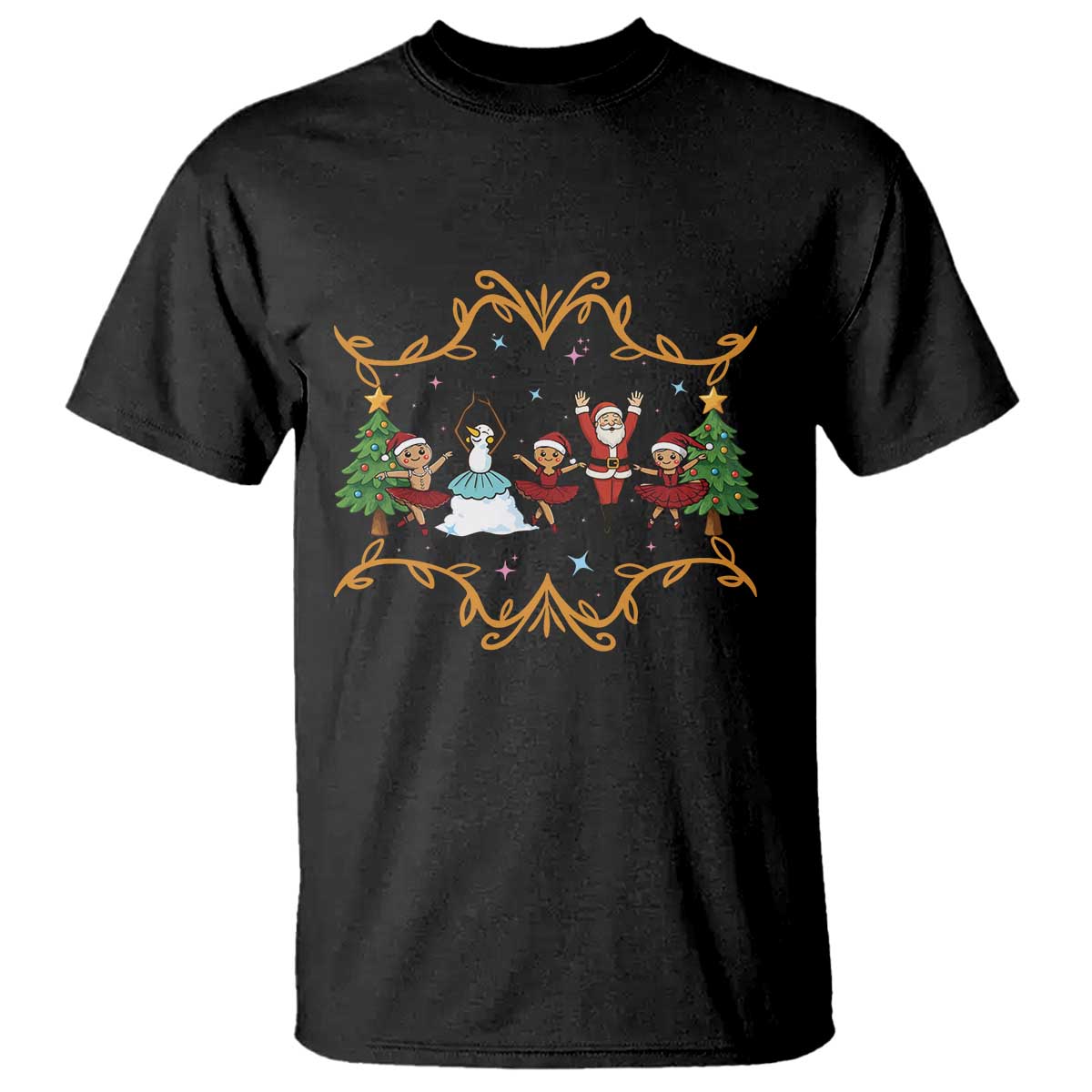 Ballet Lover Christmas T Shirt Funny Gingerbread Santa Snowman Dance TS12 Black Print Your Wear