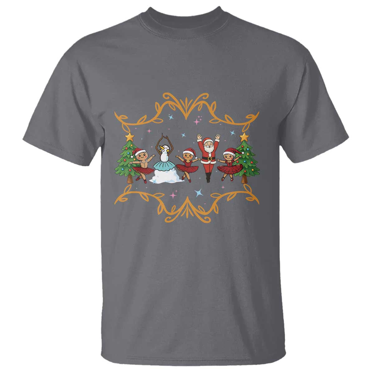 Ballet Lover Christmas T Shirt Funny Gingerbread Santa Snowman Dance TS12 Charcoal Print Your Wear