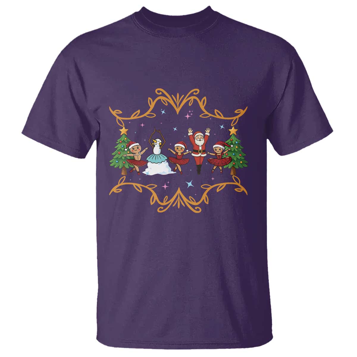 Ballet Lover Christmas T Shirt Funny Gingerbread Santa Snowman Dance TS12 Purple Print Your Wear