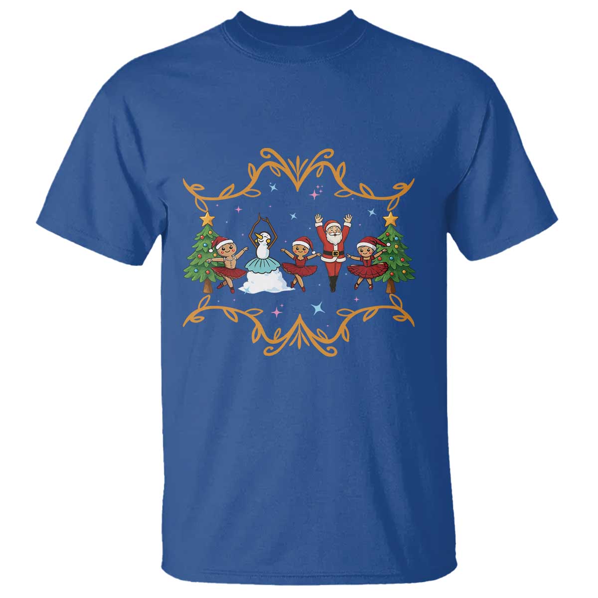Ballet Lover Christmas T Shirt Funny Gingerbread Santa Snowman Dance TS12 Royal Blue Print Your Wear