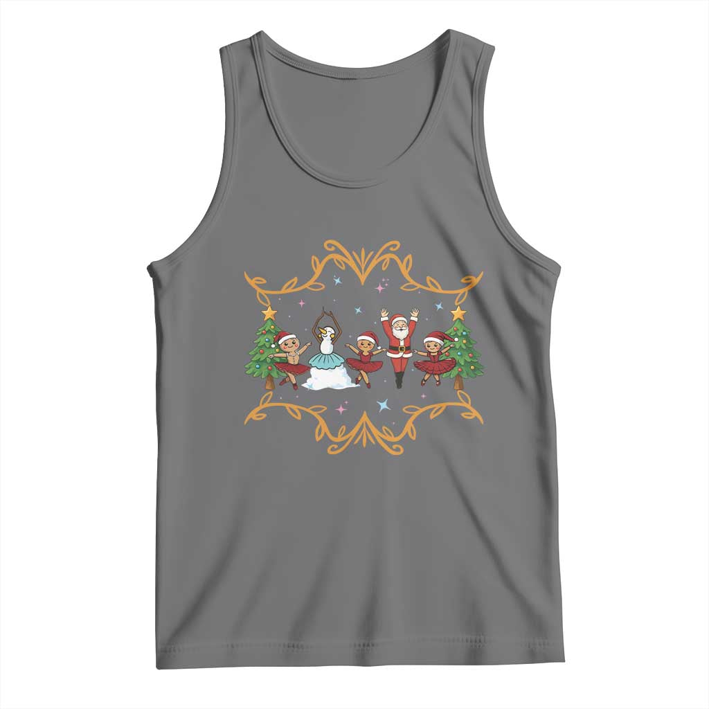 Ballet Lover Christmas Tank Top Funny Gingerbread Santa Snowman Dance TS12 Black Heather Print Your Wear