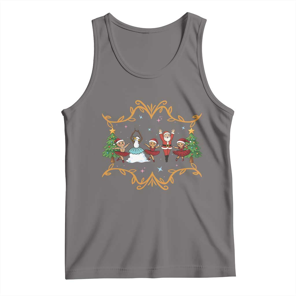 Ballet Lover Christmas Tank Top Funny Gingerbread Santa Snowman Dance TS12 Deep Heather Print Your Wear