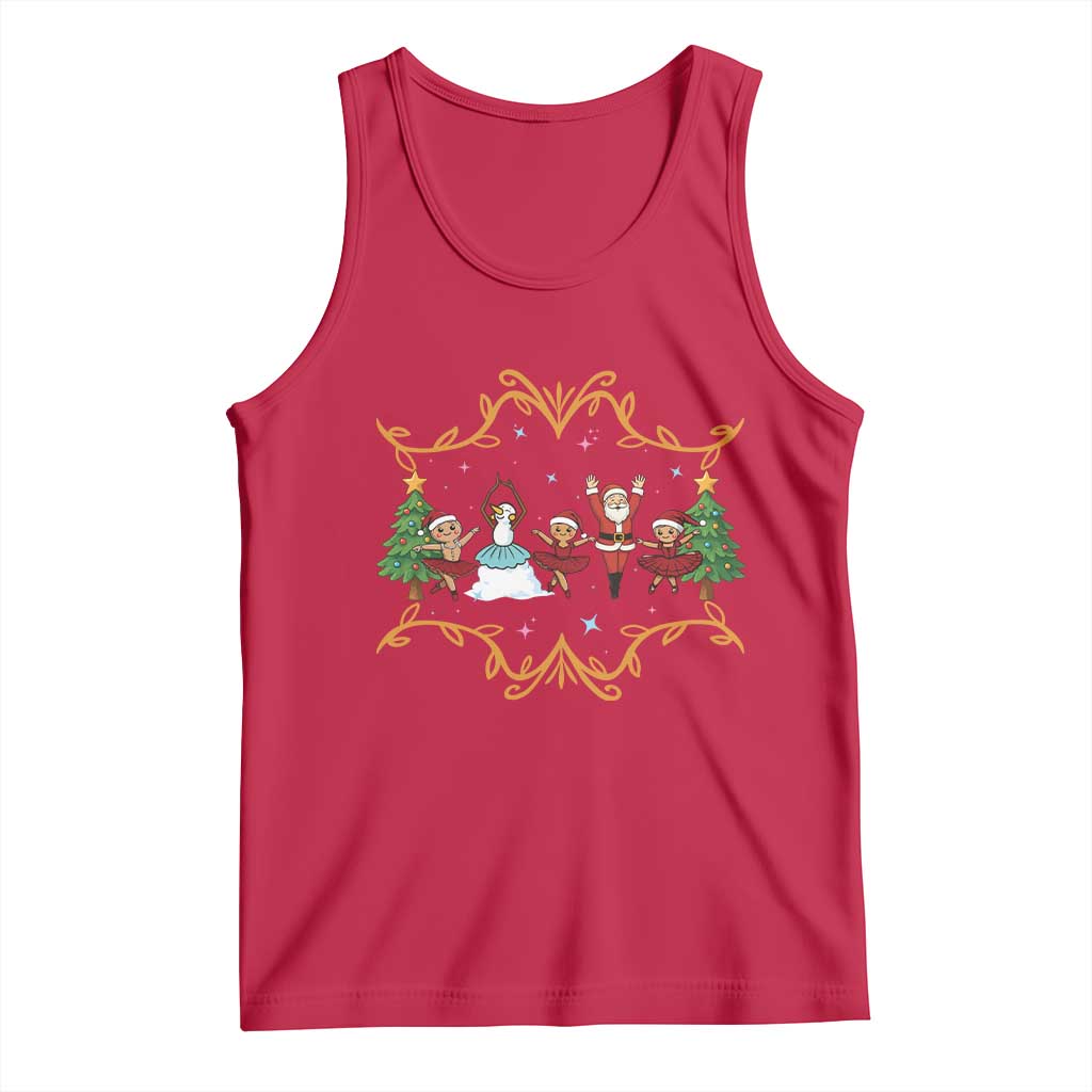 Ballet Lover Christmas Tank Top Funny Gingerbread Santa Snowman Dance TS12 Red Print Your Wear
