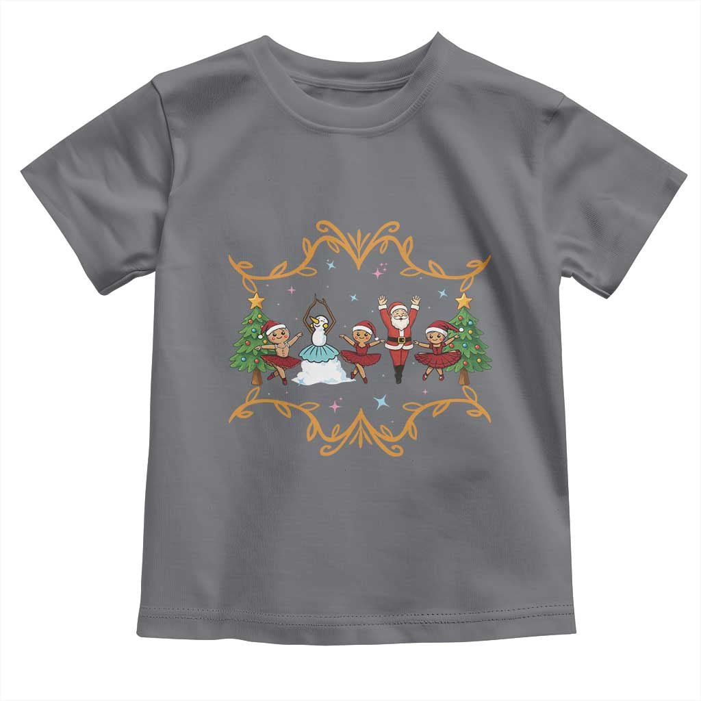 Ballet Lover Christmas Toddler T Shirt Funny Gingerbread Santa Snowman Dance TS12 Charcoal Print Your Wear