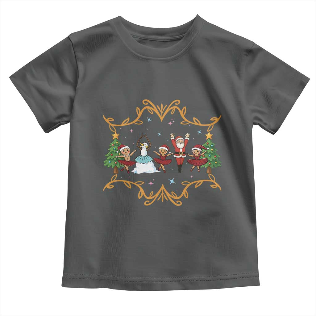 Ballet Lover Christmas Toddler T Shirt Funny Gingerbread Santa Snowman Dance TS12 Dark Heather Print Your Wear
