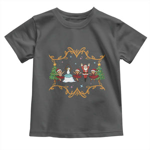 Ballet Lover Christmas Toddler T Shirt Funny Gingerbread Santa Snowman Dance TS12 Dark Heather Print Your Wear