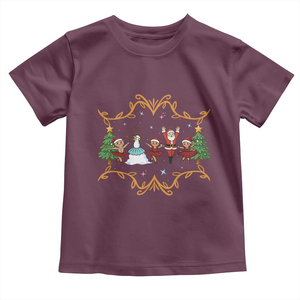 Ballet Lover Christmas Toddler T Shirt Funny Gingerbread Santa Snowman Dance TS12 Maroon Print Your Wear