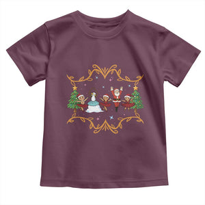 Ballet Lover Christmas Toddler T Shirt Funny Gingerbread Santa Snowman Dance TS12 Maroon Print Your Wear