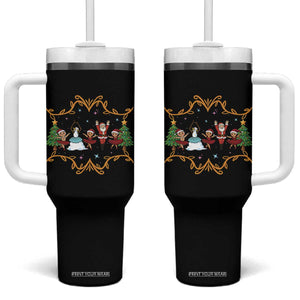 Ballet Lover Christmas Tumbler With Handle Funny Gingerbread Santa Snowman Dance TS12 One Size: 40 oz Black Print Your Wear