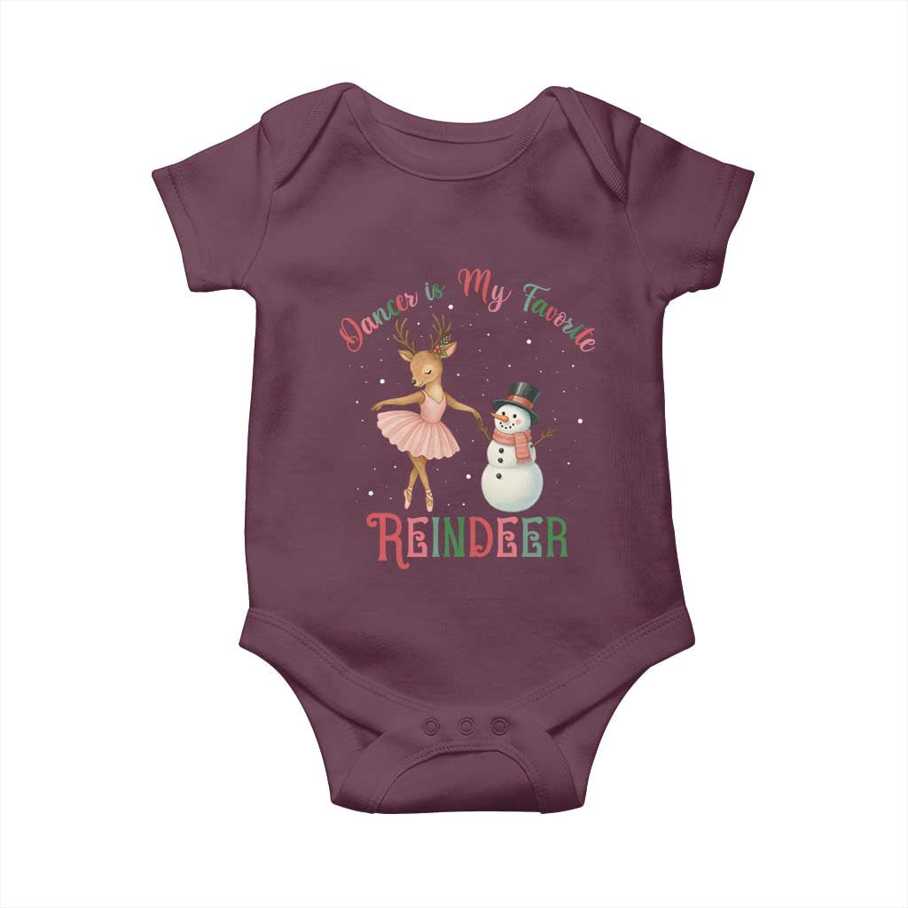 Christmas Ballet Reindeer Baby Onesie Dancer Is My Favorite Reindeer Gift TS12 Maroon Print Your Wear