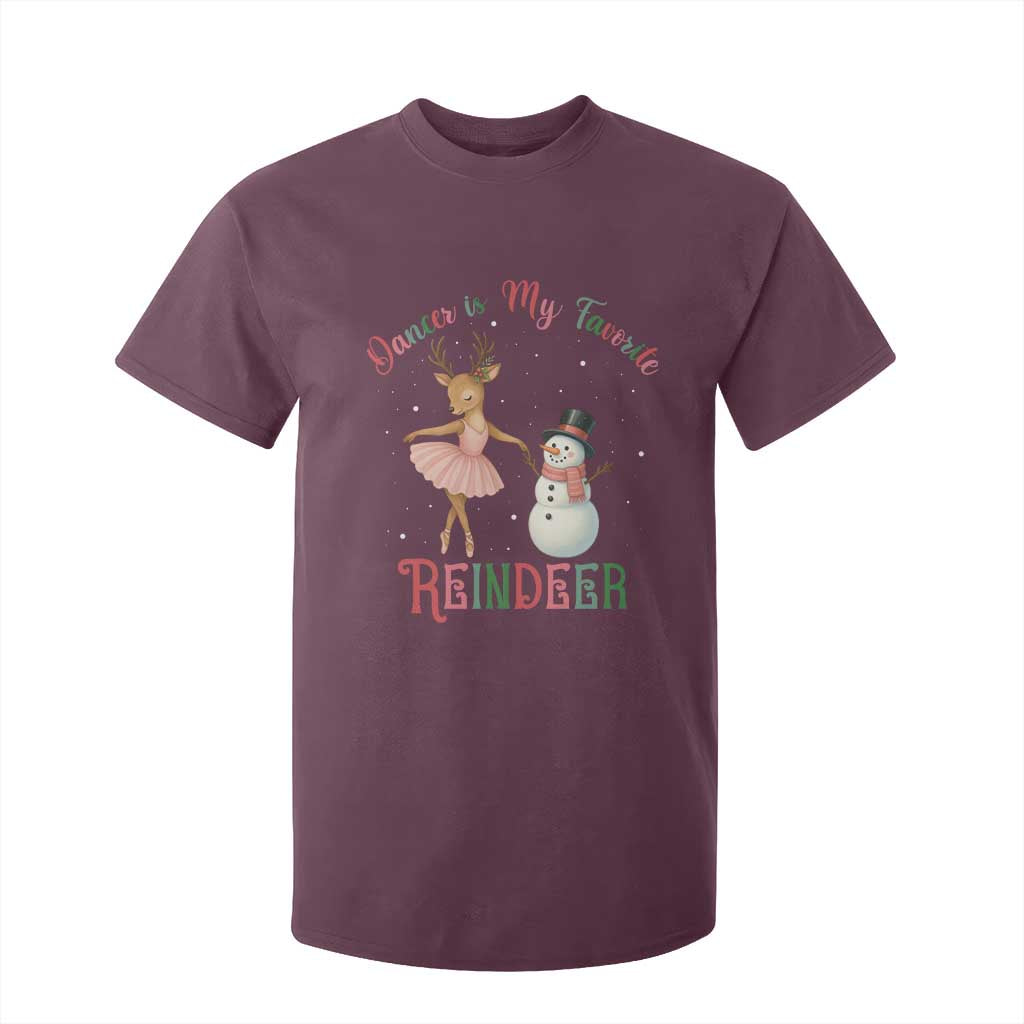 Christmas Ballet Reindeer T Shirt For Kid Dancer Is My Favorite Reindeer Gift TS12 Maroon Print Your Wear