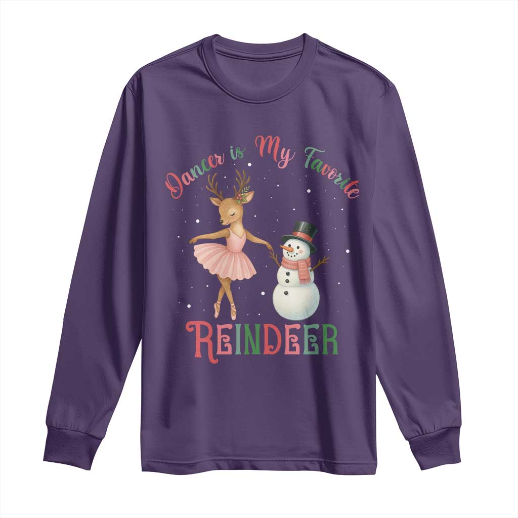 Christmas Ballet Reindeer Long Sleeve Shirt Dancer Is My Favorite Reindeer Gift TS12 Purple Print Your Wear