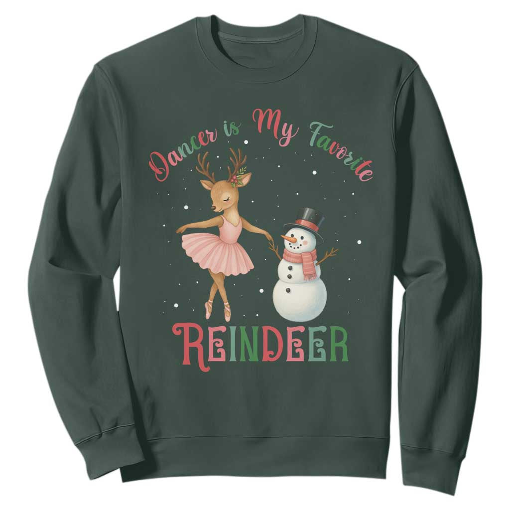 Christmas Ballet Reindeer Sweatshirt Dancer Is My Favorite Reindeer Gift TS12 Dark Forest Green Print Your Wear
