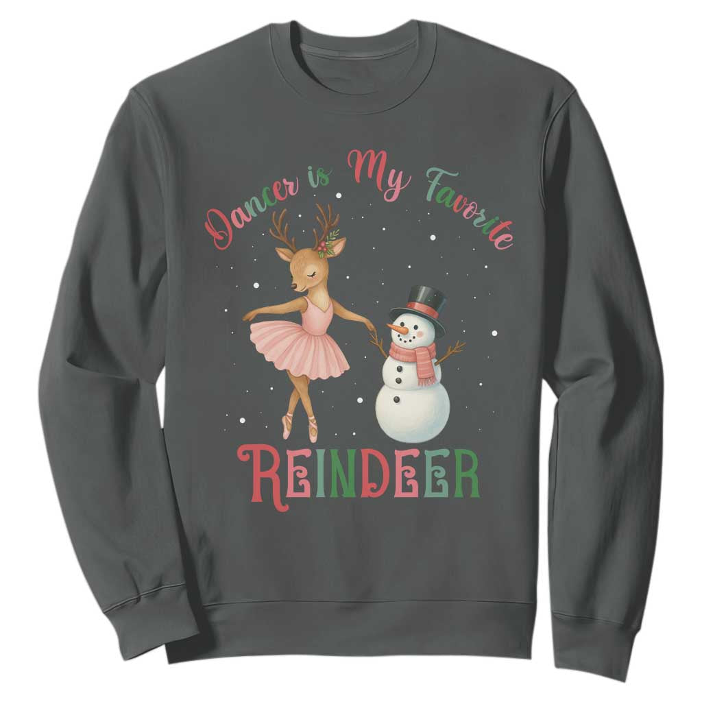 Christmas Ballet Reindeer Sweatshirt Dancer Is My Favorite Reindeer Gift TS12 Dark Heather Print Your Wear