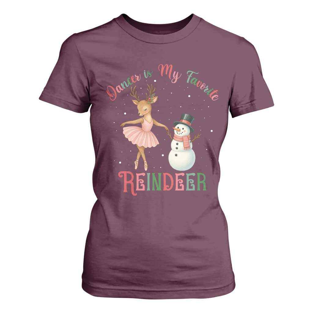 Christmas Ballet Reindeer T Shirt For Women Dancer Is My Favorite Reindeer Gift TS12 Maroon Print Your Wear