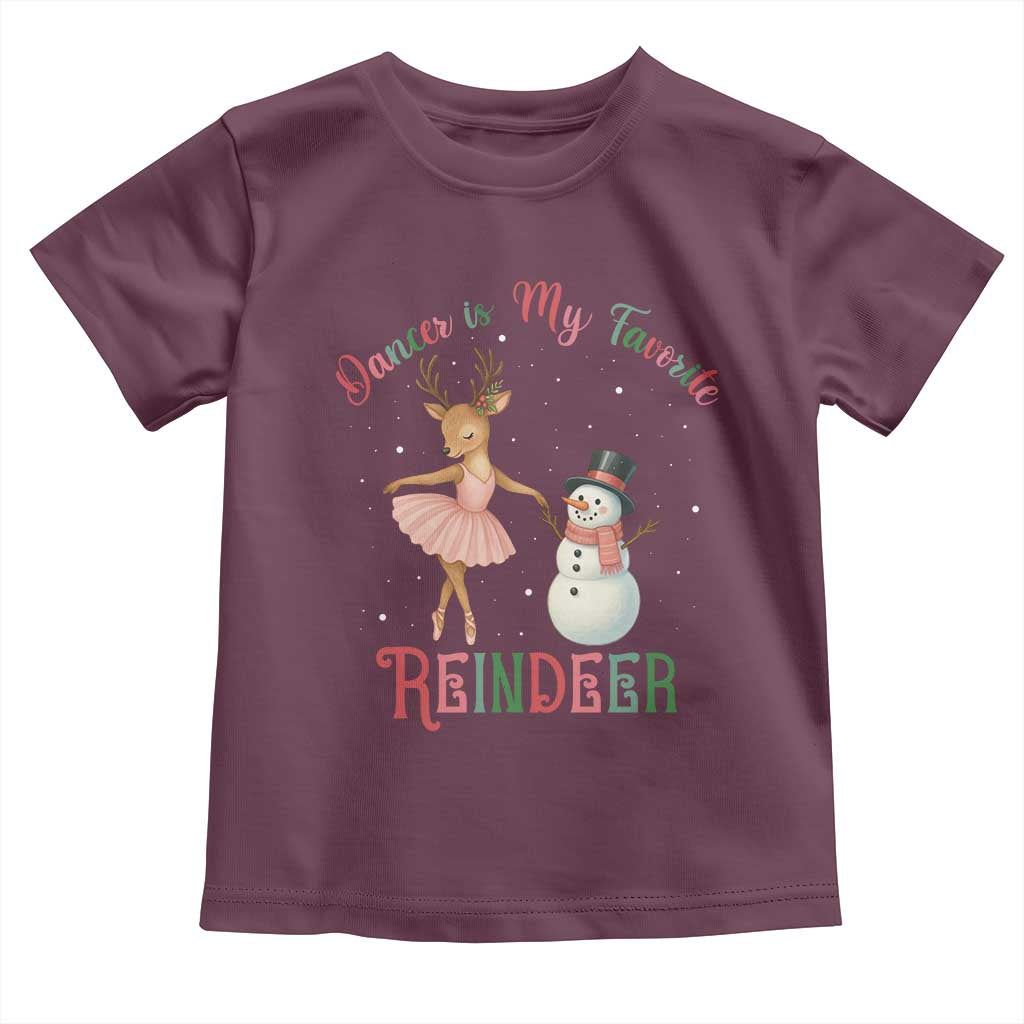 Christmas Ballet Reindeer Toddler T Shirt Dancer Is My Favorite Reindeer Gift TS12 Maroon Print Your Wear