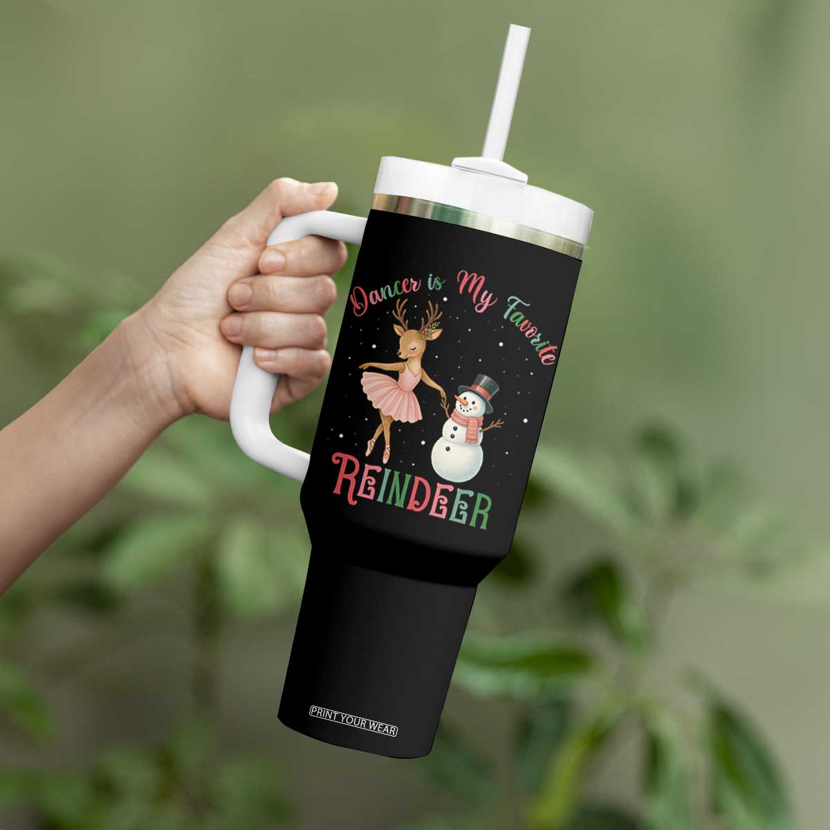 Christmas Ballet Reindeer Tumbler With Handle Dancer Is My Favorite Reindeer Gift TS12 Print Your Wear