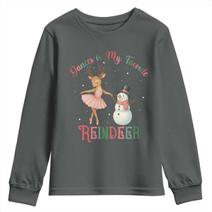 Christmas Ballet Reindeer Youth Sweatshirt Dancer Is My Favorite Reindeer Gift TS12 Dark Heather Print Your Wear