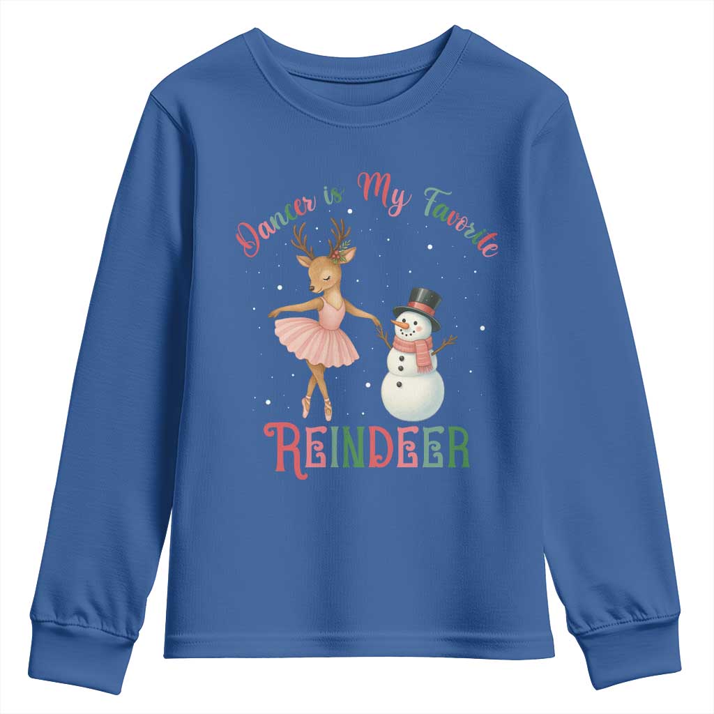 Christmas Ballet Reindeer Youth Sweatshirt Dancer Is My Favorite Reindeer Gift TS12 Royal Blue Print Your Wear