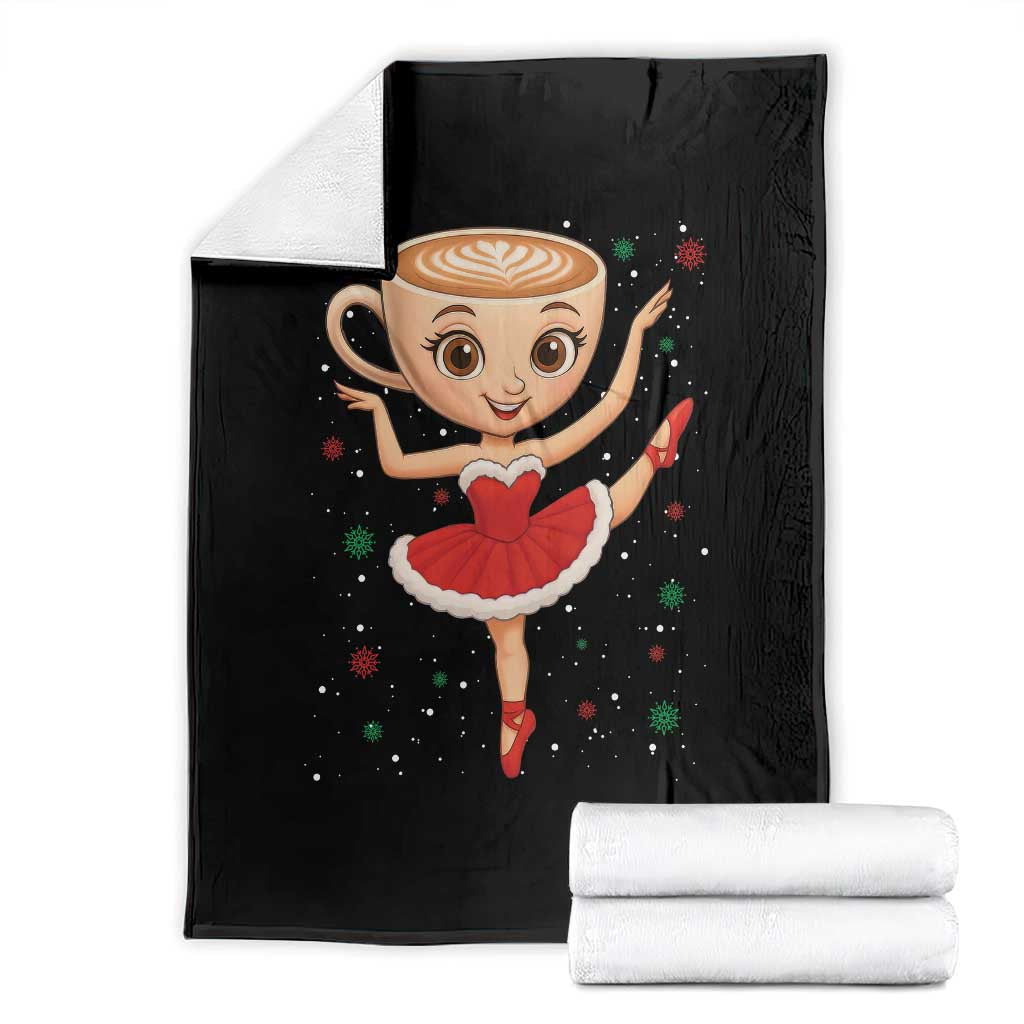 Funny Christmas Throw Blanket Ballerina Cappuccino Brainrot Meme Gift TS12 Black Print Your Wear