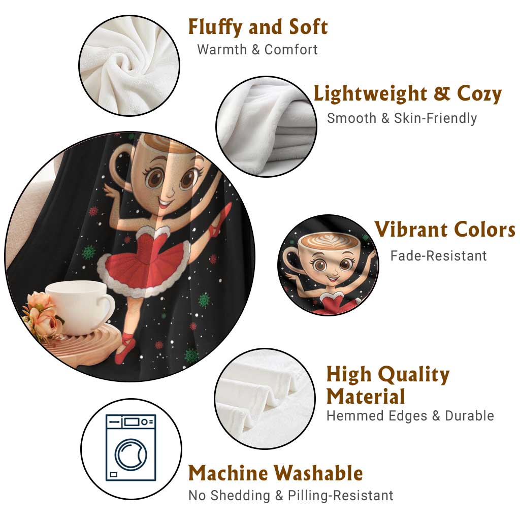 Funny Christmas Throw Blanket Ballerina Cappuccino Brainrot Meme Gift TS12 Print Your Wear