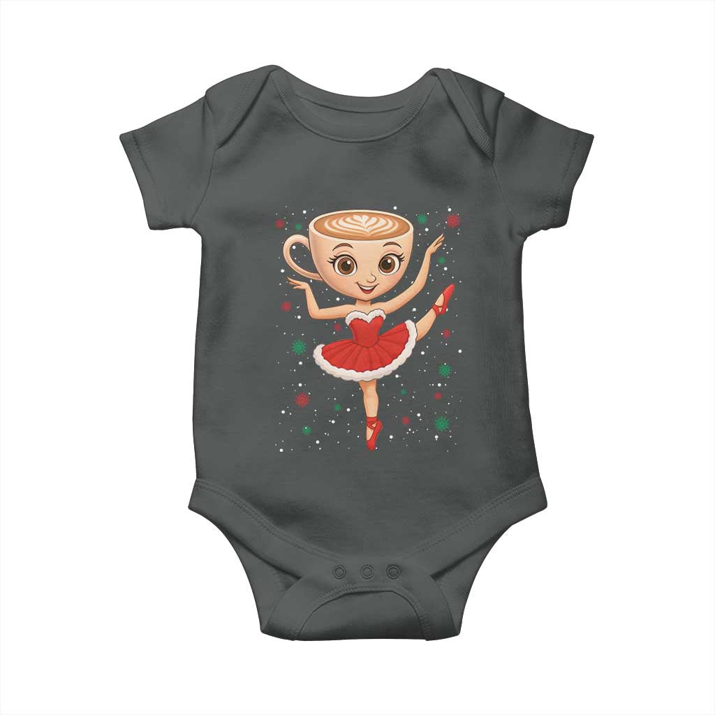 Funny Christmas Baby Onesie Ballerina Cappuccino Brainrot Meme Gift TS12 Dark Heather Print Your Wear