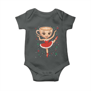 Funny Christmas Baby Onesie Ballerina Cappuccino Brainrot Meme Gift TS12 Dark Heather Print Your Wear