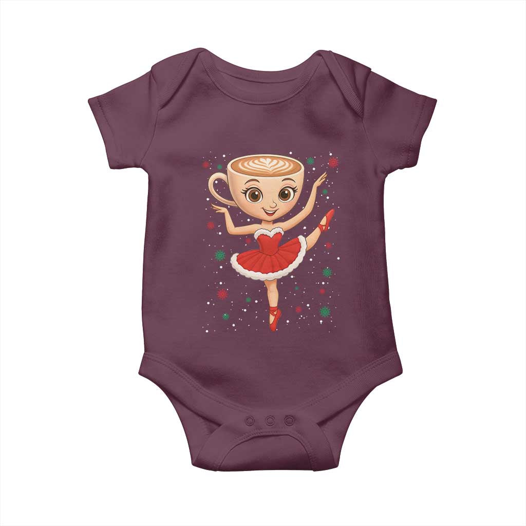 Funny Christmas Baby Onesie Ballerina Cappuccino Brainrot Meme Gift TS12 Maroon Print Your Wear