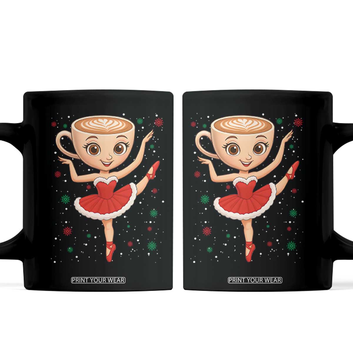 Funny Christmas Coffee Mug Ballerina Cappuccino Brainrot Meme Gift TS12 Black Print Your Wear