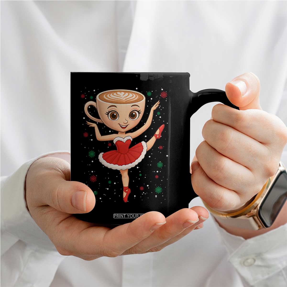Funny Christmas Coffee Mug Ballerina Cappuccino Brainrot Meme Gift TS12 Print Your Wear