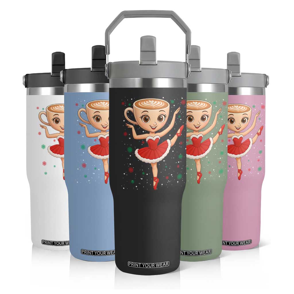 Funny Christmas Flip Straw Tumbler Ballerina Cappuccino Brainrot Meme Gift TS12 Print Your Wear