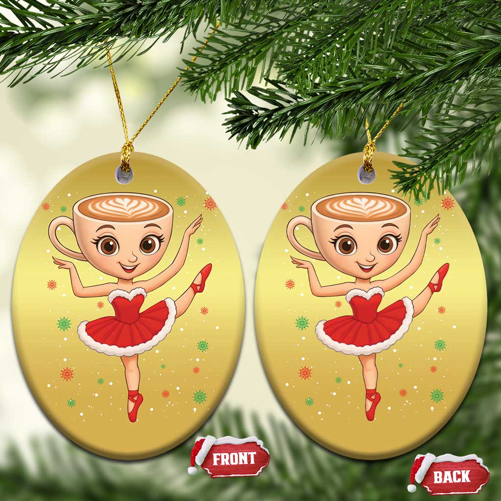 Funny Xmas Christmas Ornament Ballerina Cappuccino Brainrot Meme Gift TS12 Oval Gold Print Your Wear