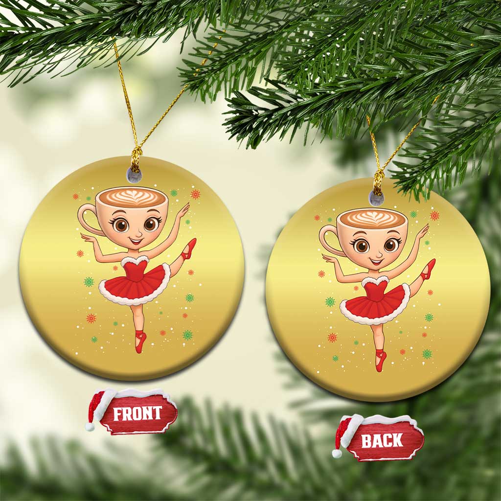 Funny Xmas Christmas Ornament Ballerina Cappuccino Brainrot Meme Gift TS12 Circle Gold Print Your Wear