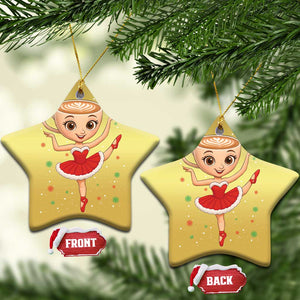 Funny Xmas Christmas Ornament Ballerina Cappuccino Brainrot Meme Gift TS12 Star Gold Print Your Wear