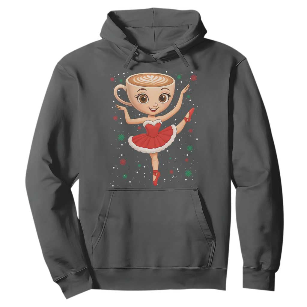 Funny Christmas Hoodie Ballerina Cappuccino Brainrot Meme Gift TS12 Dark Heather Print Your Wear