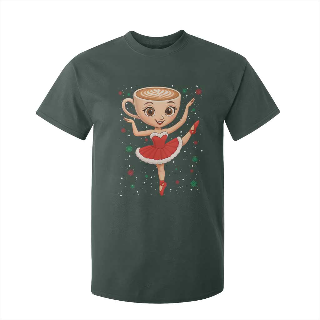 Funny Christmas T Shirt For Kid Ballerina Cappuccino Brainrot Meme Gift TS12 Dark Forest Green Print Your Wear